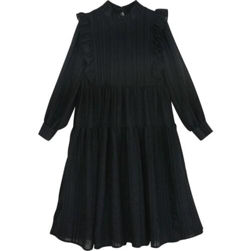 6 To 16 Y, New Girls Autumn Dress 2021 Teen Kids Midi Dress Ruched Cotton Lining Party Elegant Children Clothes Two Layers,#6446