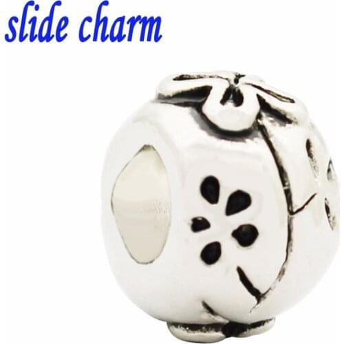 Slide charm Free shipping Unique personality fashion gift black and white dandelion charm beads fit Pandora bracelet