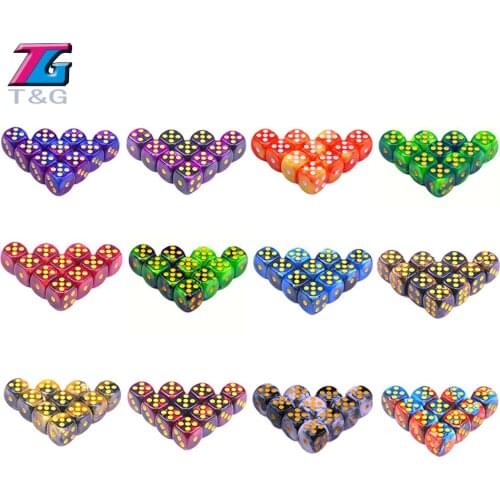 T&G different color High quality 10pcs portable dice 12mm D6 mini Standard Dice Cubes,for Gambling,Tabletop Game, Gemini