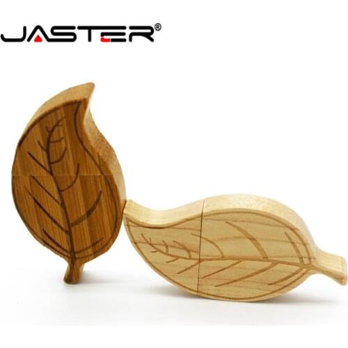 JASTER Free custom logo personality wooden USB flash drive creative gift Leaves u disk bamboo pendrive 4GB 16GB 32GB 64GB hot