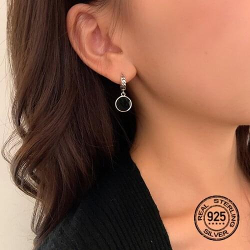 Dangle Earrings For Women S925 Silver Needle Star Geometric Round Retro Simple Korean Fashion Trend Student Lady Jewelry INEFFA