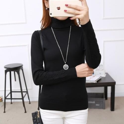 Knitting Sweater Jumper Turtleneck Tops Pullovers Casual Autumn Winter Sweaters Womens Long Sleeve All-match Elastic Sweater