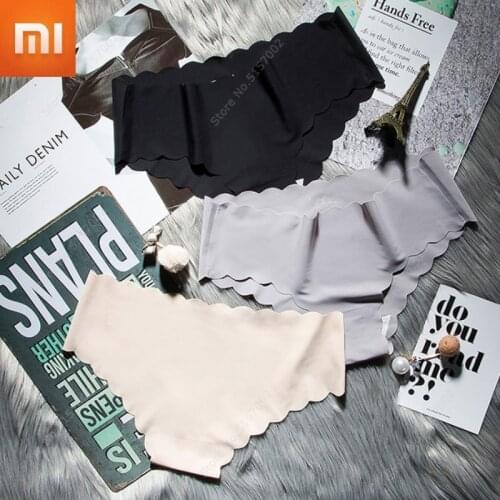 Xiaomi Ice Silk Seamless Underwear Women Solid Breathable Inner G String Panties Sexy Underpants Low-rise Panties Shorts 3Pcs
