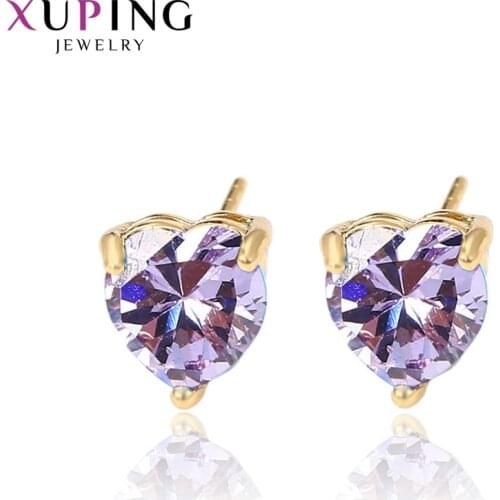 Xuping Jewelry Lovely Heart-shaped Mutiple-color Available Gold-color Plated Earrings Women Gifts 90647