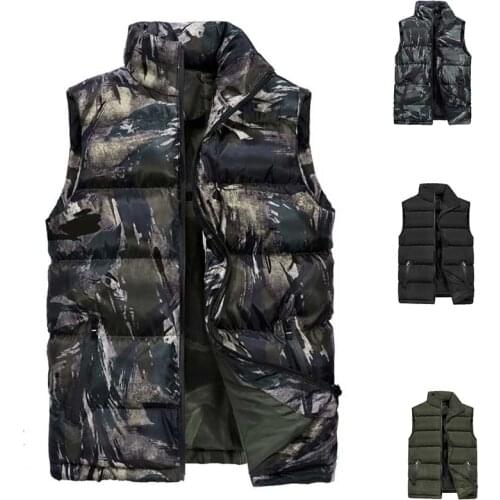 Winter Hunting Vest Men Tactical Camouflage Hiking Fishing Jacket Vests Without Sleeves Warm Outwear Camo Clothes Hunter Men 6XL