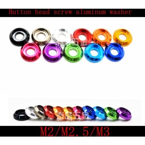 10pcs M2 M2.5 M3 m4 m5 m6 colourful Aluminum cup head washer for button head screw