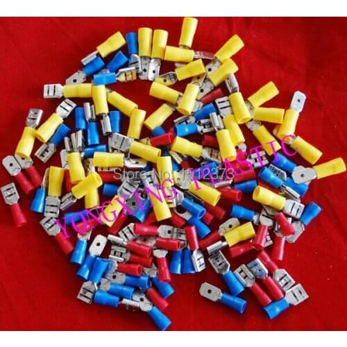 120 piece/lot FDD1-250 2-250 5-250 MDD 1-250 2-250 5-250 Mixed package pre-insulating male and female terminal block connector