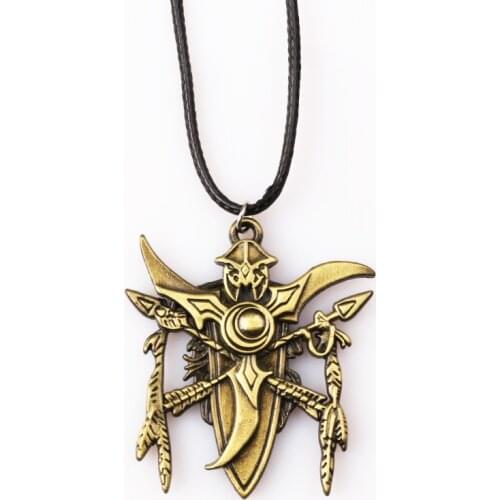2pc Fashion Gothic Punk Night Elf Badge Necklace Pendant Antique Bronze Alloy Jewelry