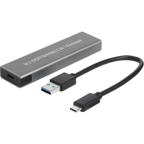 2021 New M.2 Hard Drive Box SATA + NVME 2in1 HDD Enclosure 10Gbps High Speed Transmissin
