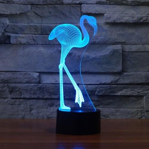 Flamingo 3D Night Lights LED 7 Colors Changing USB Touch Switch Acrylic Indoor Lamp Bedroom Lamp Baby Table Lamp Home Decoration