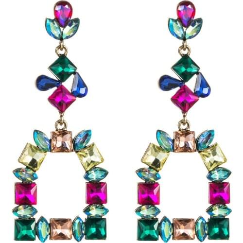 6Colos Resin Crystal Gems Women Fashion Dangle Earrings Jewelry Hot Sale Ladys Statement Earrings Accessories New Arrival