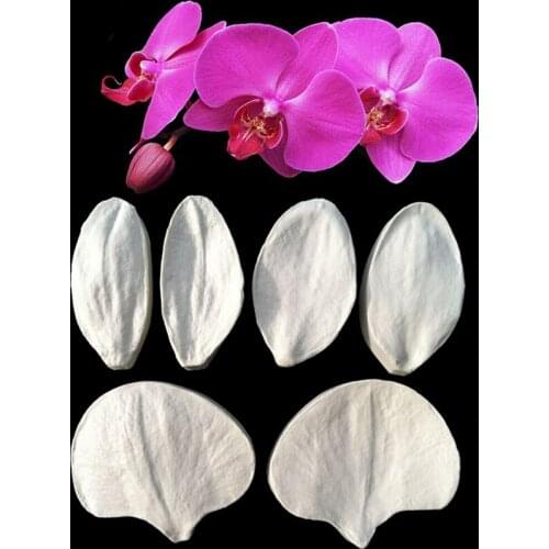 6 pcs/set Moth Orchid Shape Cake Fondant Decorating Tools, Silicone Mold For Cake Craft, Silicone Soap Molds