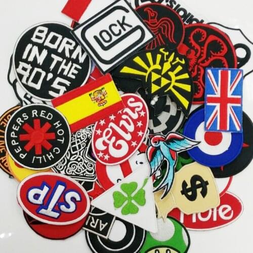 Aanywell patchs 24 pcs mixed random patches for clothing iron embroidered patch iron sew on patch accessories for clothes