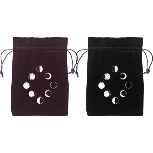 X18CM Velvet Tarot Card Storage Bag Board Game Embroidery Drawstring Bag Travel Fun Game Tarot Card Organizer Bags Relaxing