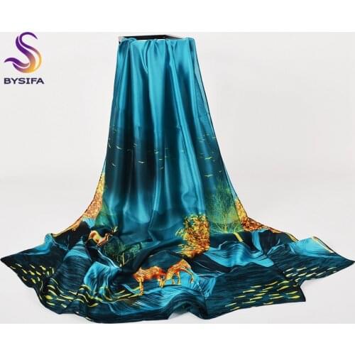 [BYSIFA] Women Scarves Fall Winter Oversized Luxury Brand Trendy Chinese Silk Long Scarf Shawl Wrap New Wine Red Neck Head Scarf