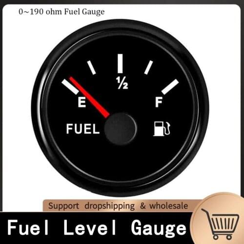 52mm Fuel Level Gauge Marine Boat Fuel Tank Level Indicator 0-190 240-33 ohm Waterproof Water Level Gauge With Red Backlight