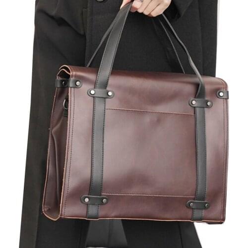 Waterproof Leather Office Handbag For Men Business Briefcase Mens Crossbody Shoulder Bag Male Messenger Bag 14 inch Laptop Tote