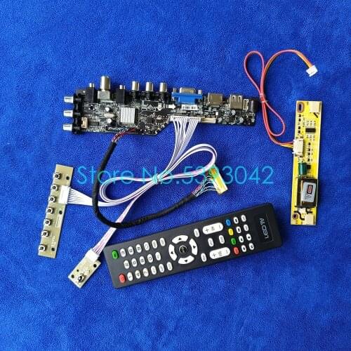 For CLAA185WA02/03/05/LQ185T1LGN2/TMS156WX1 screen 1366*768 LVDS 30-Pin USB+VGA+AV DVB digital signal drive board kit 2CCFL