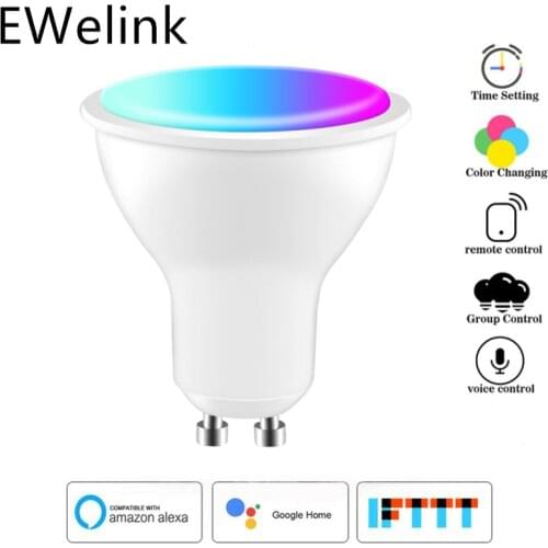 EWeLink GU10 Spotlight WiFi Smart Light Bulb 4W RGB+CCT Smart Bulbs App Remote Control RGB Light Lamp For Alexa Google Home