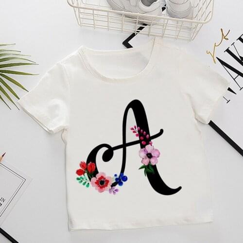 Unisex Summer New T-shirt Fashion Alphabet Girls Tshirts Harajuku Retro Boy Tshirt Flowers Element Nice Round Neck Kids Tshirt