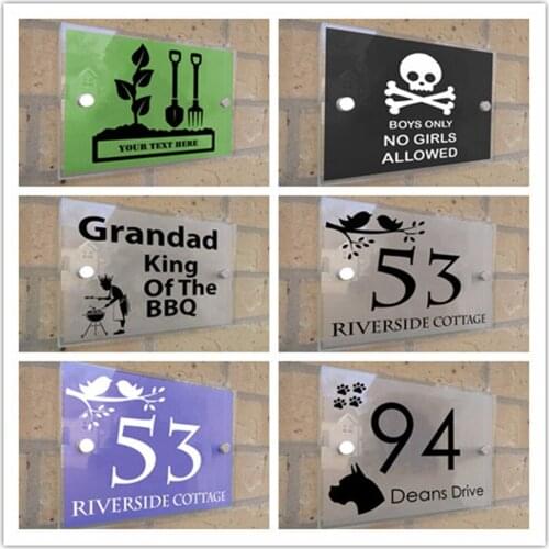 Customized Acrylic House Number Address Street Name Plaques Multiple Colors Animal Designs A2