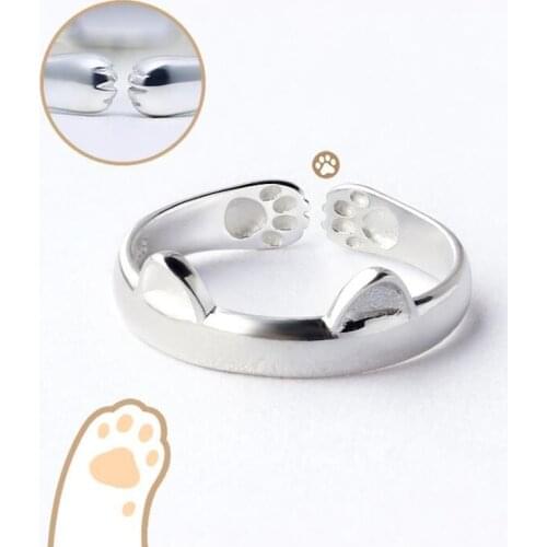 Cute Cartoons Cat kitty Animal Ring Girls Children Love Cat Paw Hug Open Ring Birthday Party Valentines Day Romantic Gift