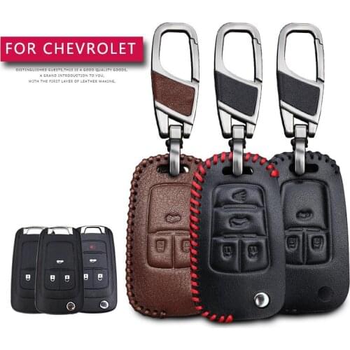 Leather Car Key Case Cover For Chevrolet Cruze Aveo Captiva Epica Sail Lacetti Mrlibu Protection Key Shell Skin Bag Only case