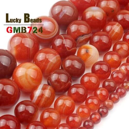 Round Natural Orange Stripe Agates Stone Beads For Jewelry Making DIY Bracelet Necklace Accessories 4/6/8/10/12/14mm Strand 15
