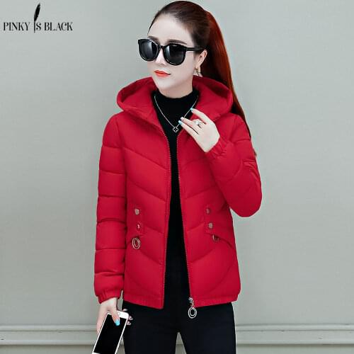 PinkyIsBlack 2020 Hooded Winter Jacket Women Short Cotton Padded Women Coat Autumn Casaco Feminino Inverno Solid Color Parkas