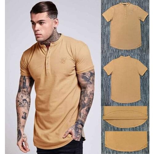 Summer Cotton T shirt T-shirts Short Sleeves Hip Hop T-shirt shirts Tops Men Longline tees Tee Shirts Fashion Destroyed Extended