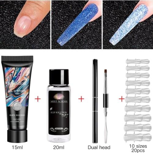 Meet Across Reflective15ml Poly Extension Nail Gel Kit Glitter Poly Uv Gel Set Quick Building Acrylic Builder Gel Nail Art Gel