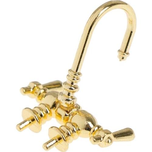 Mini p 1/12 Alloy Bathtub Faucet Simulation Water Tap Dollhouse Miniature Model Toys for Doll House Decoration