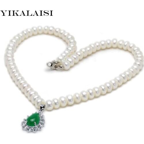 YIKALAISI fashion natural freshwater pearl necklace jewelry for women7-8mm highlight necklace&pendant jewelry best gift