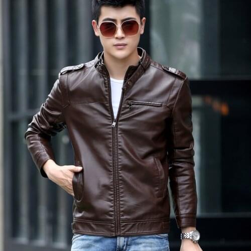 Brand Men Autumn 2020 Europe Fashion Moto Jacket Faux Sheepskin Leather High Quality Plus Size Coat WD0172