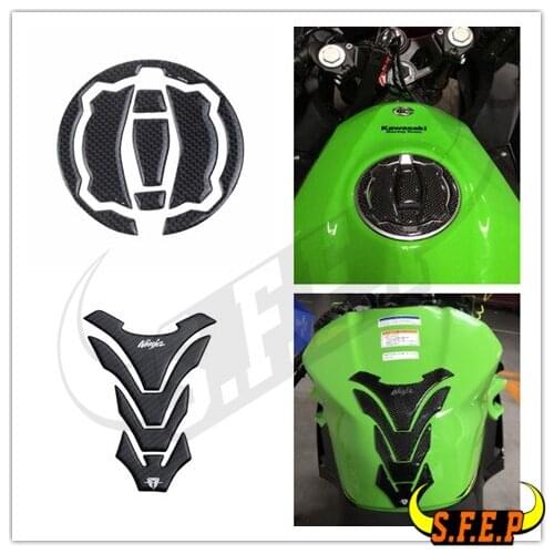 Motorcycle 3D Carbon Fiber Tank Pad Protective Decal Sticker For Kawasaki Ninja 250 400 650 Ninja250 Ninja400 Ninja650