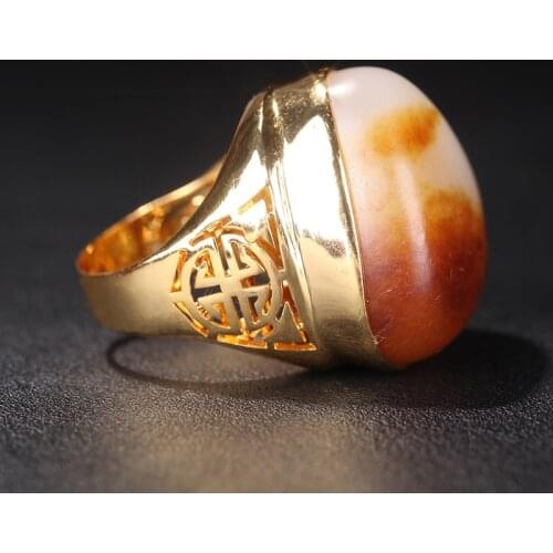 Natural hetian raw jade ring with 925 sterling silver resizable ruby rings jade jewelry ring brand men