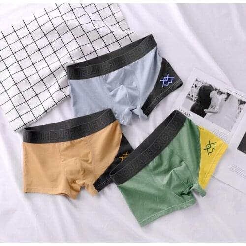 Mens Underwear Mens Cotton Boxers Personality Youth Boxers Breathable Summer Trendy Underpants Thin Shorts