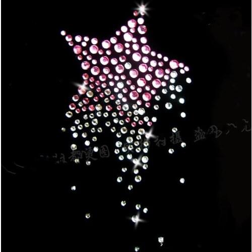 2pc/lot Five star sticker hot fix rhinestone motif iron on crystal transfers design iron on transfers motif Design stone