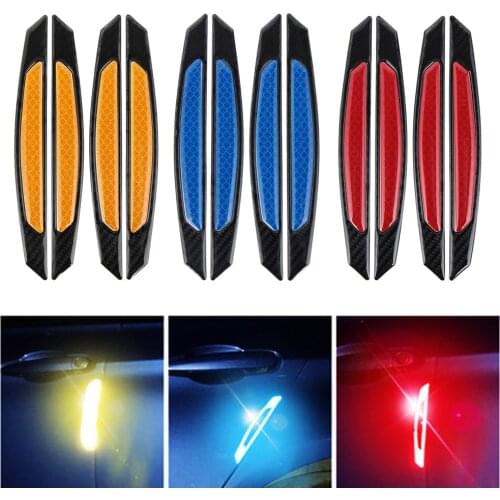 4Pcs Car Door Bumper Sticker Warning Safety Mark Anti-collision Auto Side Anti-scratch Strip Reflective Strip Protector Decal