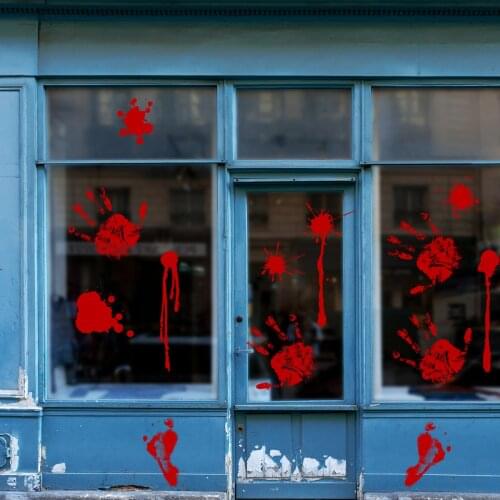 Halloween Wall Stickers Creative Glass Stickers Palm Prints Foot Prints Living Room Bedroom Wallpaper Self-Adhesive