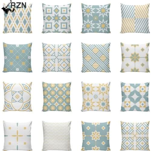 Nordic yellow geometric home sofa pillowcase polyester printing bedroom bed cushion cover living room decoration cushion cover