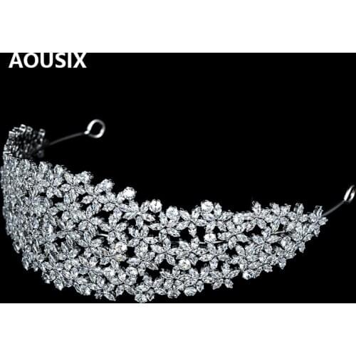 New Luxury Baroque Rhinestone Bridal Crown Tiaras Zircon Flowers Tiaras Bride Headbands Wedding hair jewelry accessories Gift