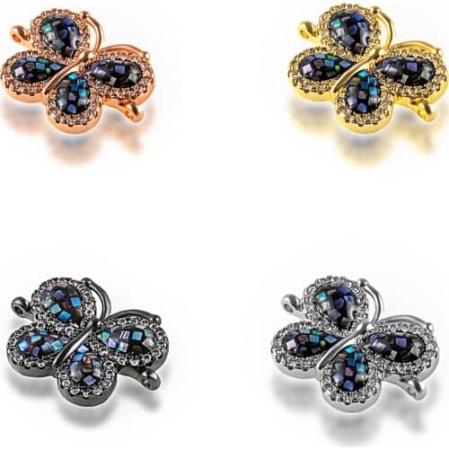 NEW Insect Series Copper Zirconia DIY Bracelet Jewelry Making Necklace Jewelry Accessories Connector Abalone Shell Butterfly