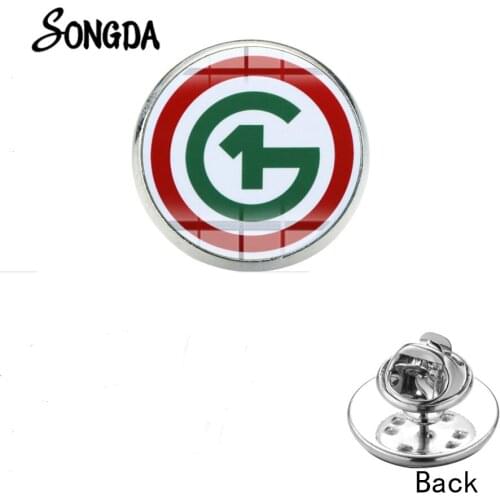 O1G Hungary Badge Brooch Stainless Steel High Quality Black Red Classic Badge Pins Women Men Glass Gem Clothes Collar Pin