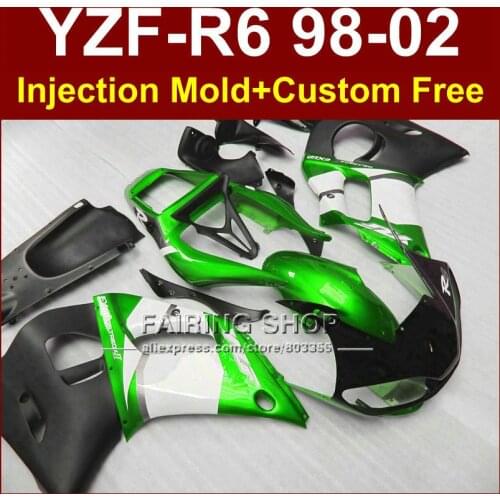 89D3 Low price fairing parts for YAMAHA fairing kit YZF R6 98-02 green custom fairing YZF R6 1998 1999 2000 2001 2002 HG8V