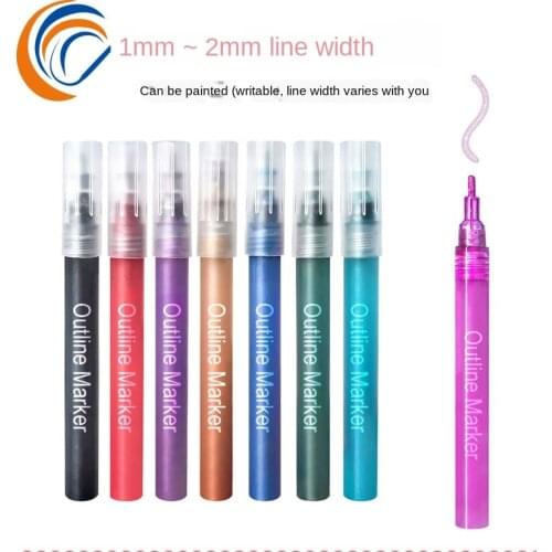 Wholesale Outline Pen 8 Colors Per Set Flash Chalk Double Head Student Out Line Marker