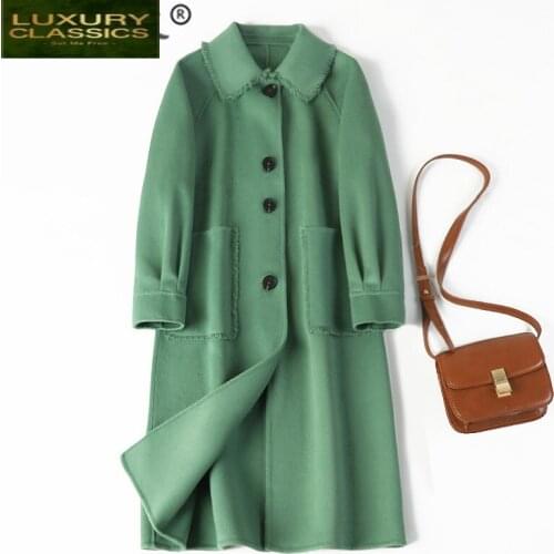 Coat Female Elegant Winter Wool Coat Women Clothes 2021 Korean Ladies Long Woolen Jacket Pink Casaco Feminino Hiver 8a021