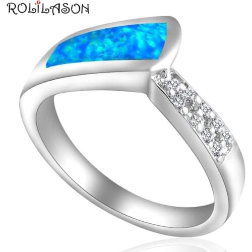 Popular Wholesale & Retail Zirconia Party gifts Blue Fire Opal silver plated Ring USA Sz #6.75 #7.5 #8.5 Fashion Jewelry OR529