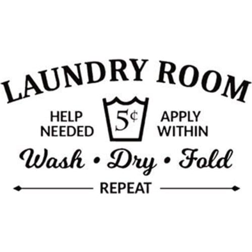 Laundry Room Rules Wash Dry Fold Vinyl Wall Sticker Decor Decal Bathroom
