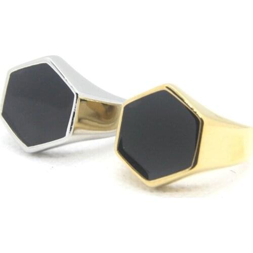 Rany&Roy Newest Hexagon Ring 316L Stainless Steel Fashion Jewelry Punk hexagon Ring